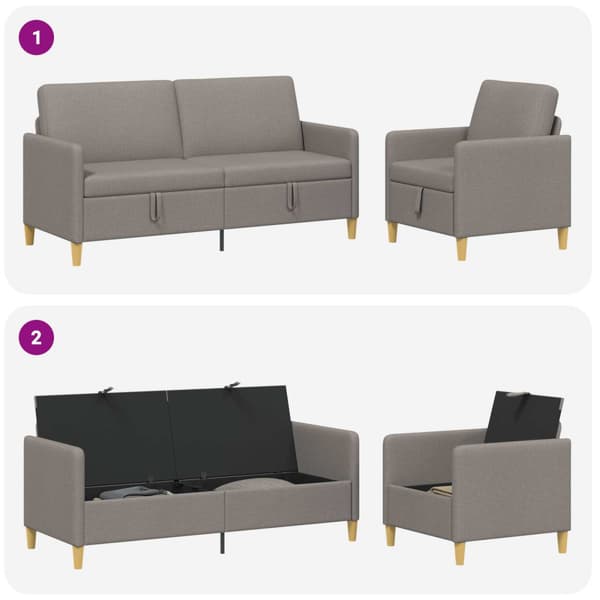 Soffgrupp med förvaring 2 pcs Taupe Polyester