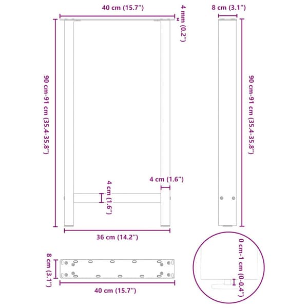 Barbordsben vita 2 st 40x(90-91) cm stål