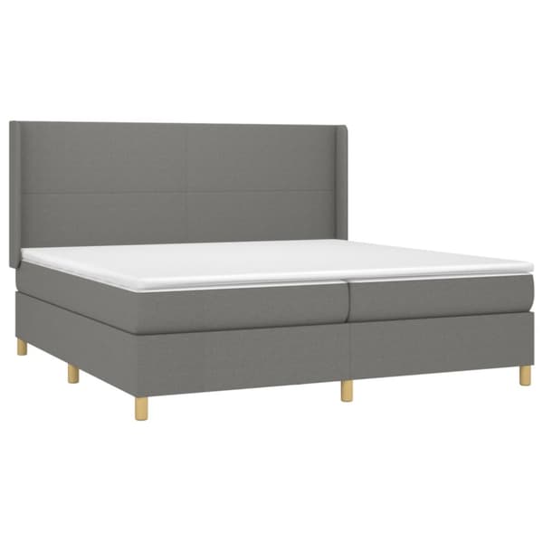 Ramsäng med madrass mörkgrå 200x200 cm tyg