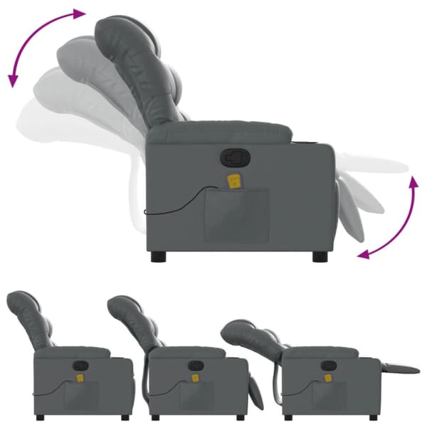 Massagefåtölj grå konstläder