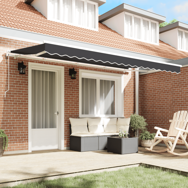 Utfällbar markis Antracit 400 x 200 cm tyg