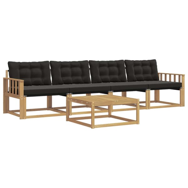 Utomhussoffset 5 pcs Vit och svart 79 x 79 x 37 cm