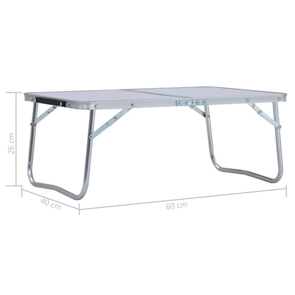 Hopfällbart campingbord vit aluminium 60x40 cm