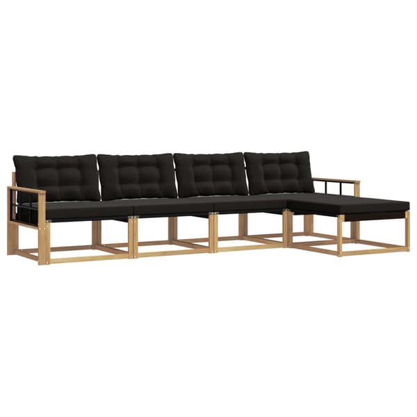 Utomhussoffset med kudde 5 pcs Vit och svart