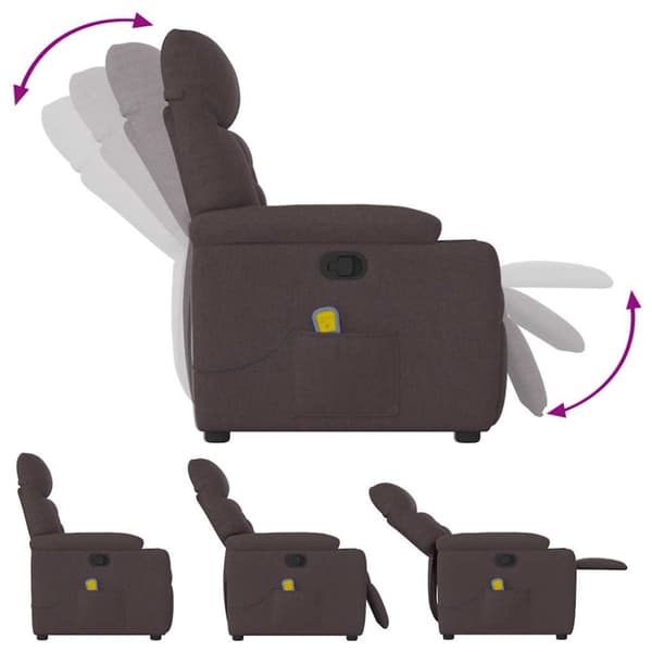 Massagefåtölj mörkbrun tyg