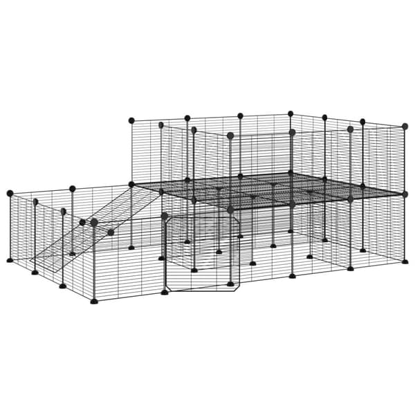 Hundgård svart 44 paneler 35x35 cm stål