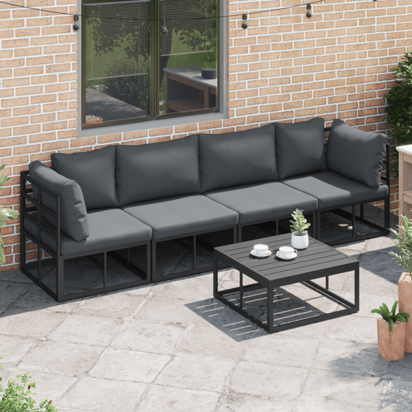 Trädgårdsoffset 4 pcs Svart Metall