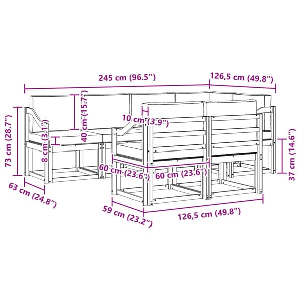 Utomhussoffset med kudde 7 pcs Vit och antracit Polyester