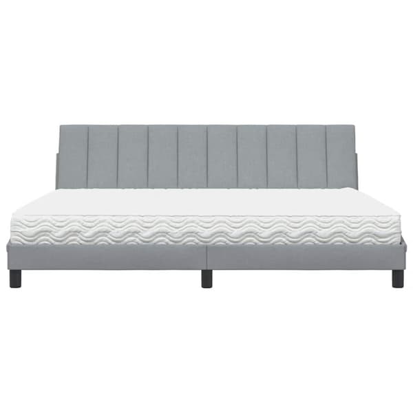 Bed with Mattress "Hanko" Light Grey 200x200 cm Fabric