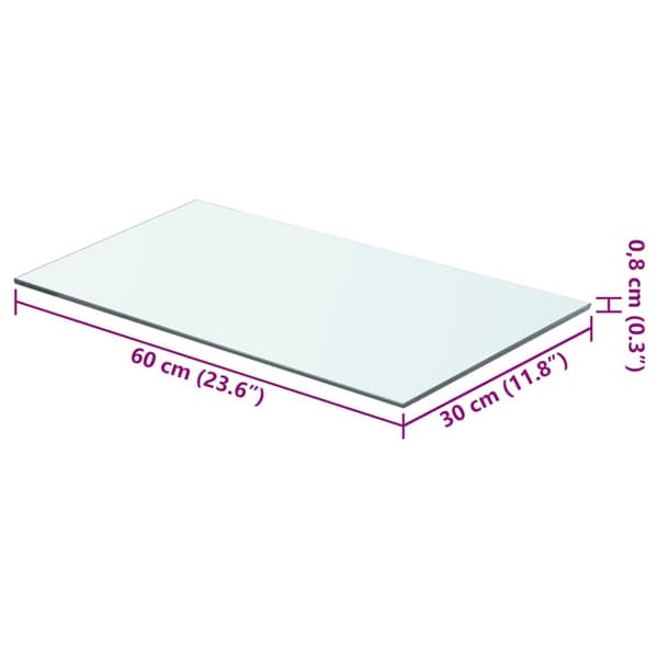 Hyllplan 2 st glas genomskinlig 60x30 cm