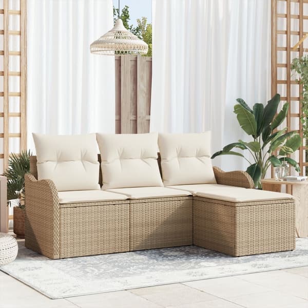 Trädgårdsoffset 4 st Beige konstrotting