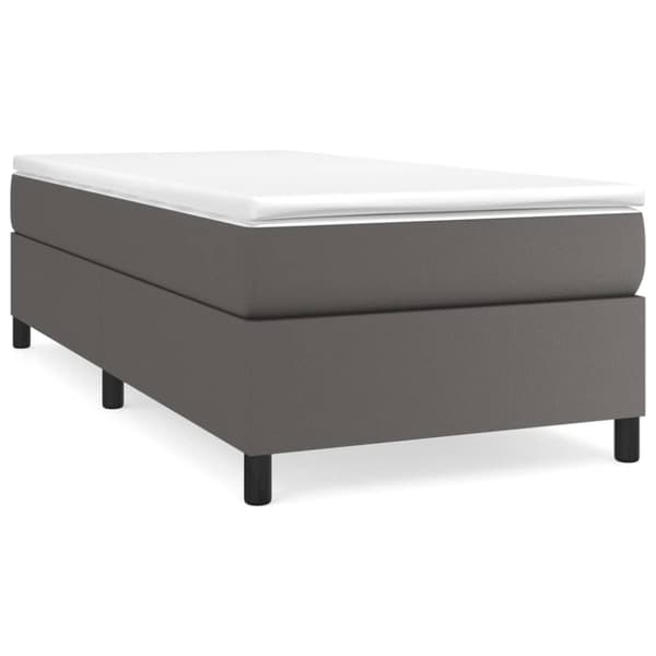 Boxspring-sängram grå 90x200 cm konstläder