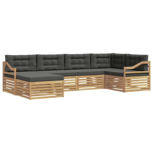 Utomhussoffset med kudde 6 pcs Vit och antracit Polyester