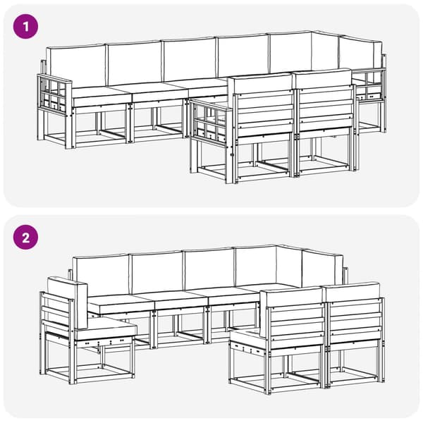 Utomhussoffset med kudde 8 pcs Vit och antracit Polyester