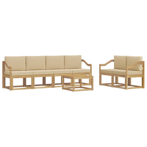 Utomhussoffset med kudde 7 pcs Vit och Beige