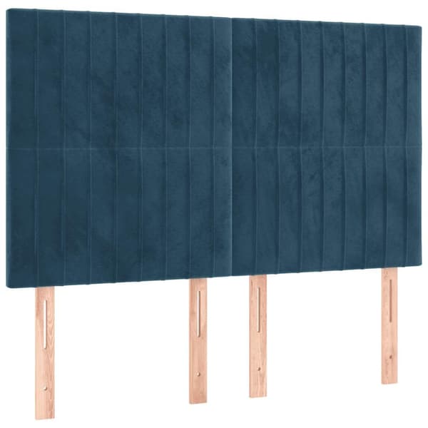 Ramsäng med madrass mörkblå 140x190 cm sammet