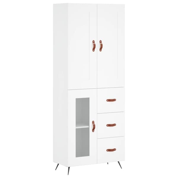 Högskåp vit 69,5x34x180 cm konstruerat trä