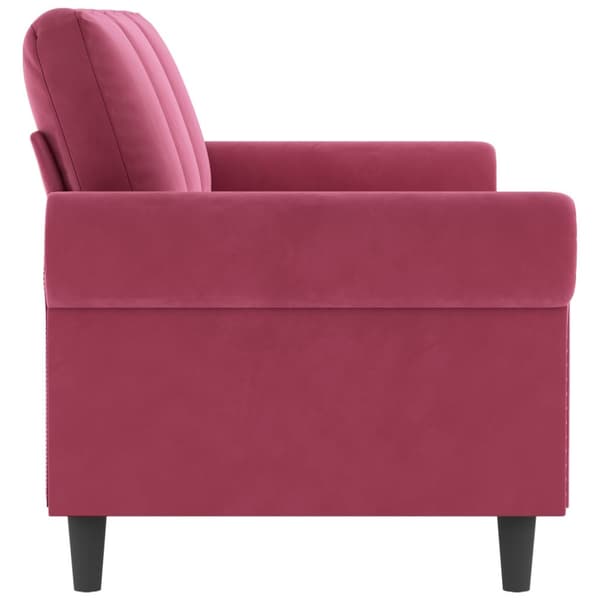 3-sitssoffa vinröd 180 cm sammet