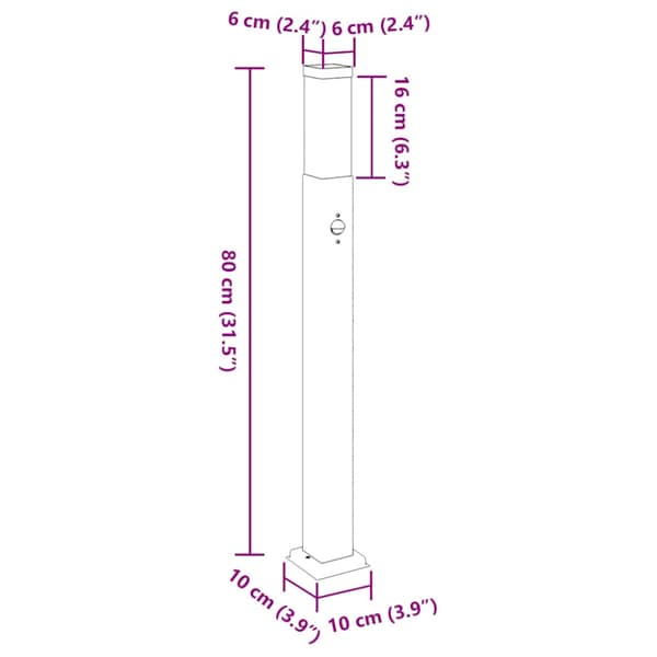 Pollare med sensor 80 cm svart IP44