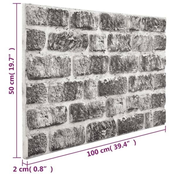 Väggpaneler 10 pcs Mörkgrå och vit 100 x 50 cm EPS Skum