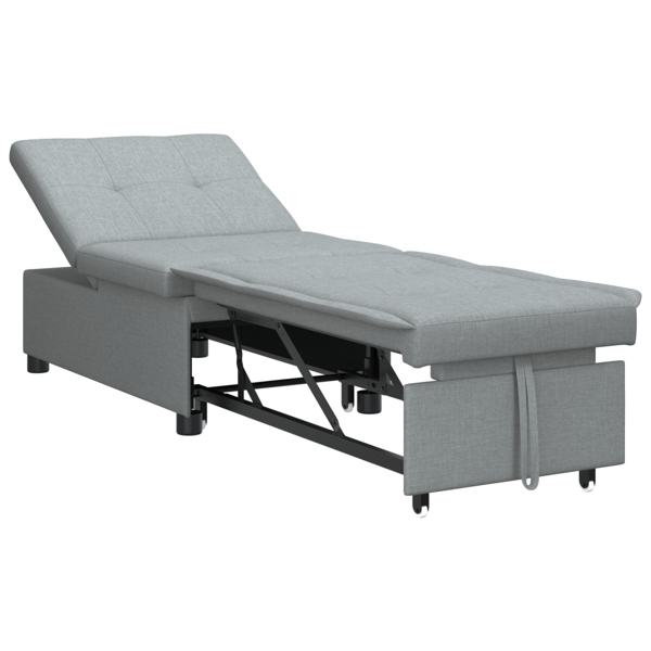 Pull Out Sofa Bed Ljusgrå 194 x 50 x 82 cm tyg
