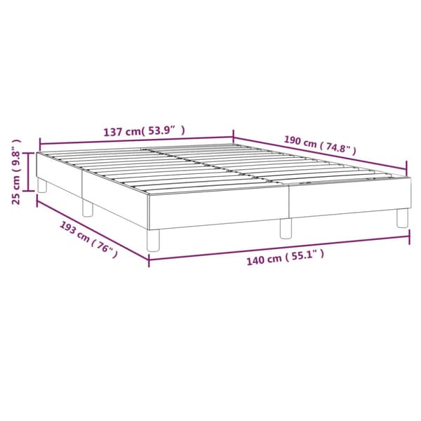 Boxspring-sängram rosa 140x190 cm sammet