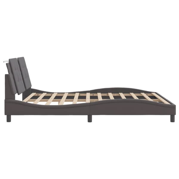Bed Frame with LED without Mattress "Zadar" Grey 180x200 cm