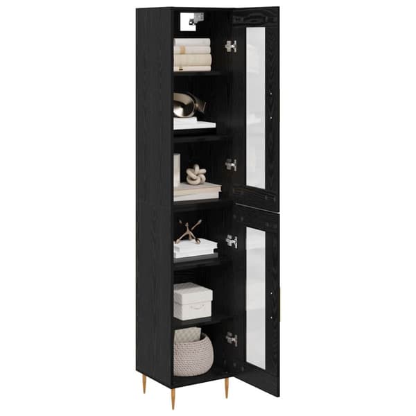 Skåp 2 pcs Svart Ek Glas