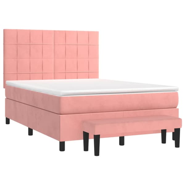 Ramsäng med madrass rosa 140x200 cm sammet