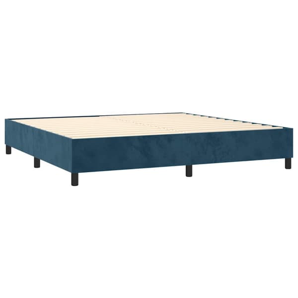 Ramsäng med madrass mörkblå 200x200 cm sammet