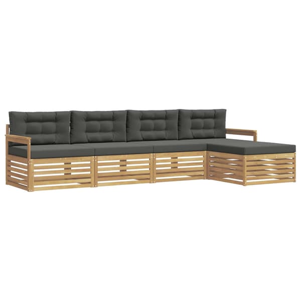 Utomhussoffset med kudde 5 pcs Vit och antracit Polyester