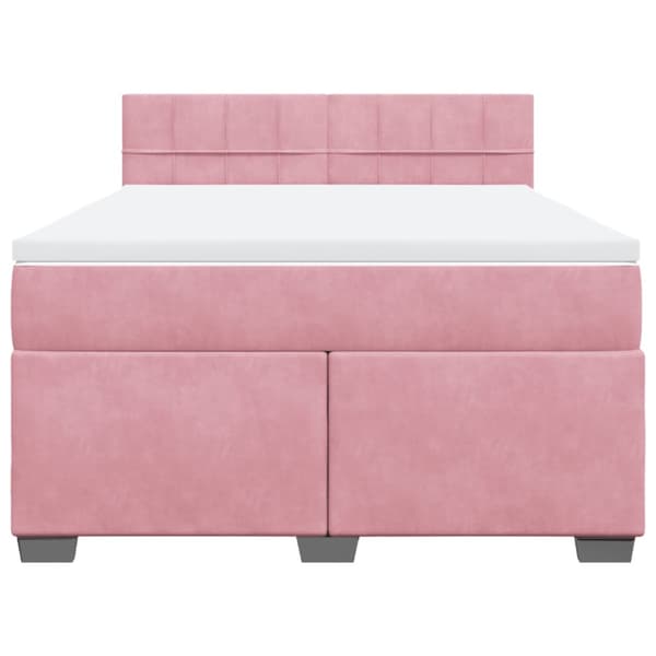 Ramsäng med madrass rosa 140x190 cm sammet