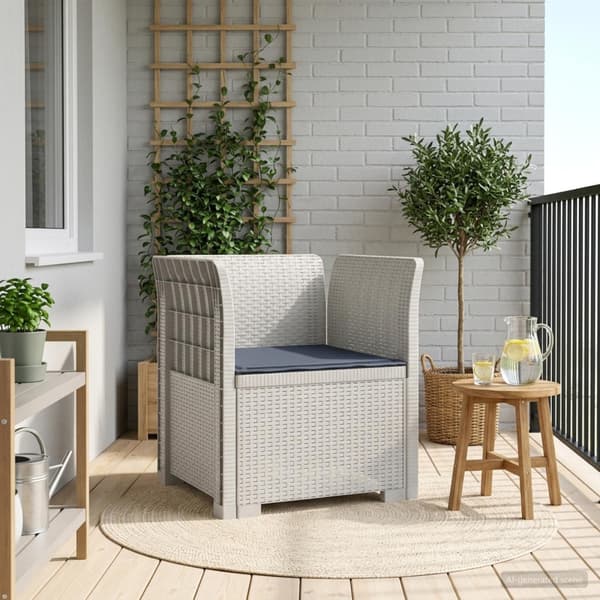 1-sits fåtölj med kudde i rottlook PP Vit