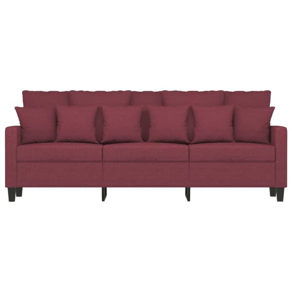 3-sitssoffa vinröd 180 cm tyg