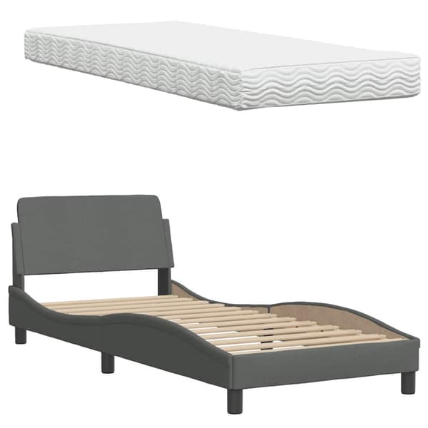 Bed with Mattress Dark Grey 80x200 cm Fabric