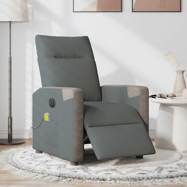 Elektrisk massagefåtölj mörkgrå tyg