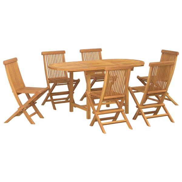 Trädgårdsmöbelset 7 pcs Brun Massivt teakträ