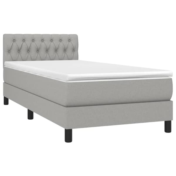 Ramsäng med madrass ljusgrå 90x200 cm tyg