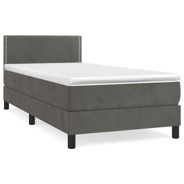 Ramsäng med madrass mörkgrå 90x200 cm sammet