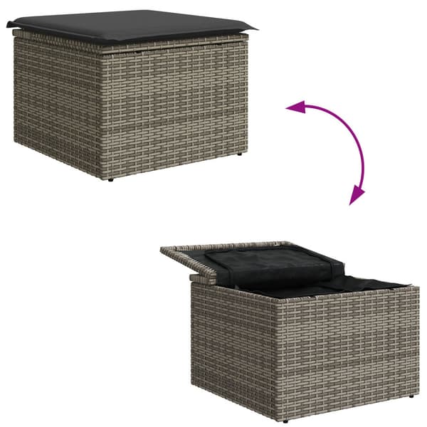 Trädgårdsoffset med kudde 7 pcs Grå konstrotting
