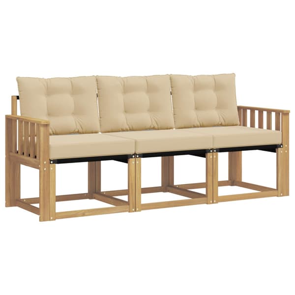 Utomhussoffset med kudde 3 pcs Vit och Beige