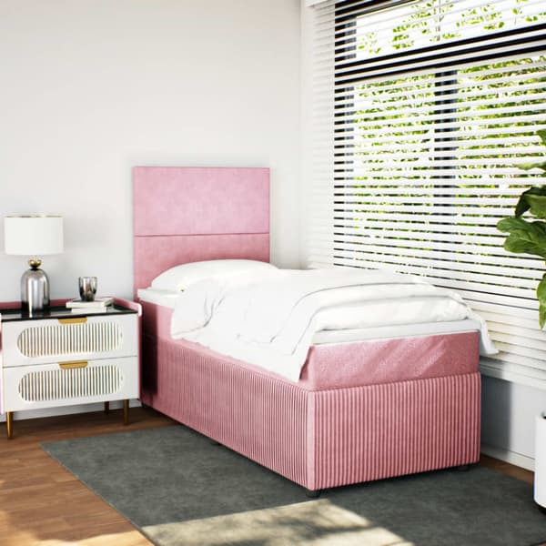 Ramsäng med madrass rosa 100x200 cm sammet