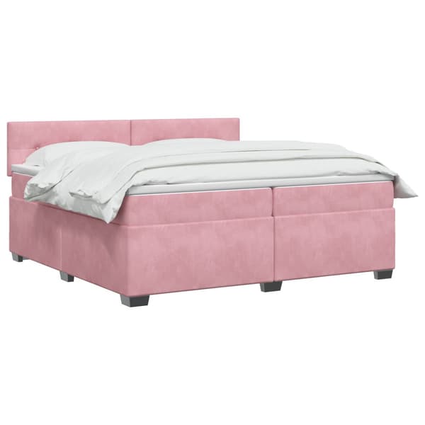 Boxspring säng med madrass och LED Rosa 200 x 200 cm Sammet
