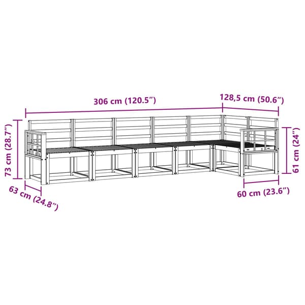 Utomhussoffset 6 pcs Vit Massivt Akaciaträ