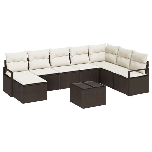 Soffset med kudde 9 pcs Brun konstrotting