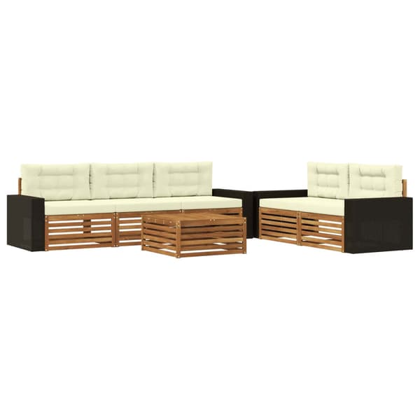 Utomhussoffset 6 pcs Naturlig och Grädde