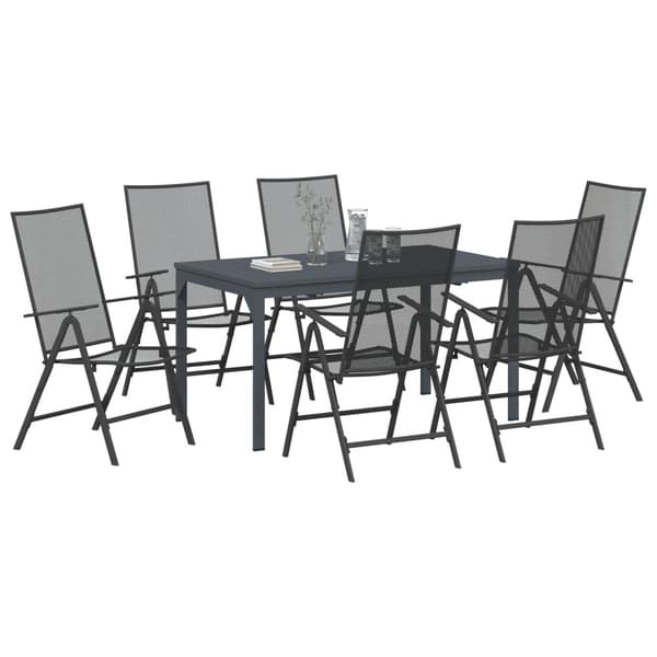 Trädgårdsmöbelset 7 pcs Antracit Pulverlackerad stål