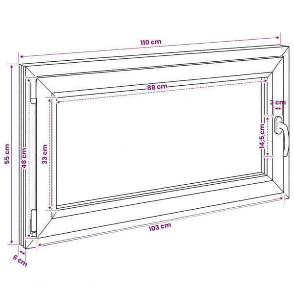 Källarfönster RISOR 110 x 55 cm PVC och glas