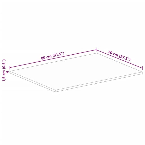 Bordsskiva 80x70x1,5 cm rektangulär massivt återvunnet trä