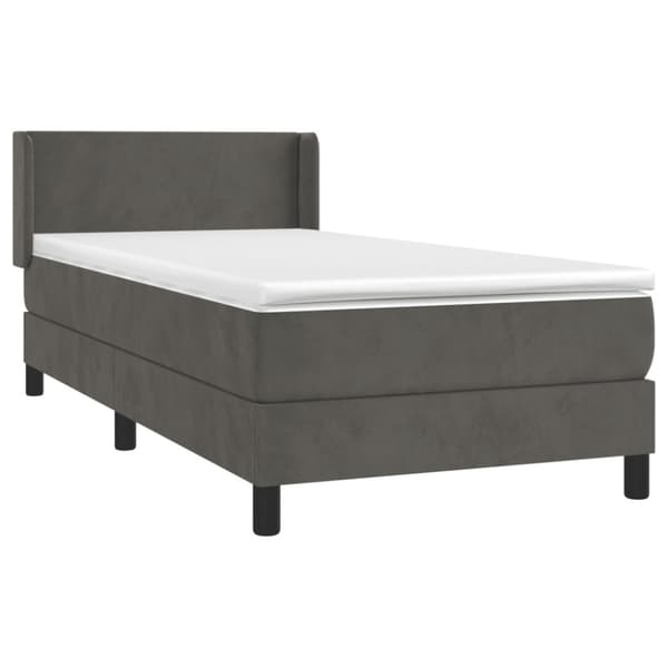 Ramsäng med madrass mörkgrå 100x200 cm sammet